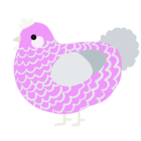 A lavender and mist chicken with a lace pattern