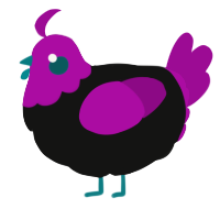 A black and plum chicken with a head pattern
