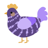 A overcast and lilac chicken with a bar pattern