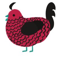 A crimson and sable chicken with a lace pattern