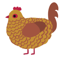 A gold and russet chicken with a lace pattern