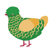 A viridian and honey chicken with a lace pattern
