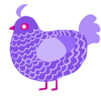 A blurple and lilac chicken with a lace pattern