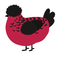 A crimson and sable chicken with a half-lace pattern