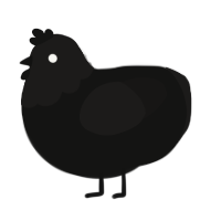 Envy, a black and sable chicken with a head pattern