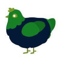 A tumblr and leaf chicken with a head pattern