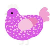 Poink, a orchid and pink chicken with a speckle pattern