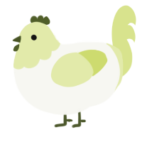 A white and lemon chicken with a head pattern