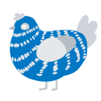 A sapphire and mist chicken with a bar pattern