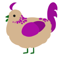 A beige and plum chicken with a neck-speckle pattern