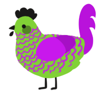 A grass and amethyst chicken with a lace pattern