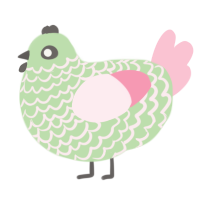 A gluppy and rose chicken with a lace pattern