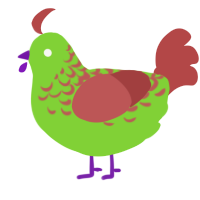 A grass and red chicken with a half-lace pattern