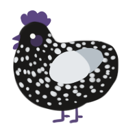 A sable and mist chicken with a speckle pattern