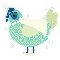 A aqua and gluppy chicken with a double-lace pattern