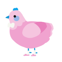 Trans Action, a pink chicken with a head pattern