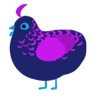Nepenthe, a navy and amethyst chicken with a half-lace pattern