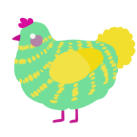 A spring and yellow chicken with a bar pattern