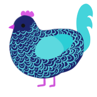 Deep Sea, a navy and aqua chicken with a double-lace pattern