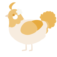 A cream and honey chicken with a head pattern