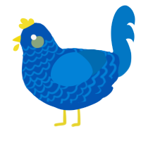 A ultramarine and sapphire chicken with a lace pattern