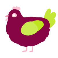 A maroon and lime chicken