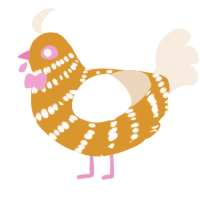 黒麦, a orange and cream chicken with a bar pattern