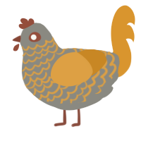 A ash and orange chicken with a lace pattern
