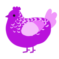 A amethyst and lavender chicken with a half-lace pattern
