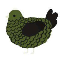 A olive and sable chicken with a lace pattern
