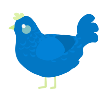 A sapphire chicken with a half-lace pattern