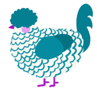 A white and sea chicken with a lace pattern