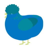 A sapphire and sea chicken with a neck-speckle pattern