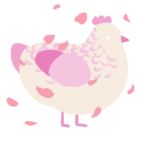 A cream and pink chicken with a half-lace pattern