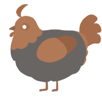 A grey and brown chicken with a head pattern