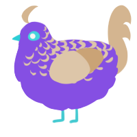 A blurple and beige chicken with a half-lace pattern