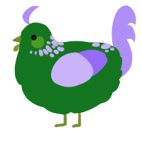 A leaf and lilac chicken with a neck-speckle pattern