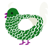A leaf and white chicken with a lace pattern