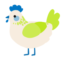 A cream and lime chicken with a neck-speckle pattern