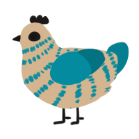 A beige and sea chicken with a bar pattern