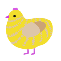 A yellow and beige chicken with a bar pattern