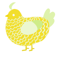 A yellow and apple chicken with a lace pattern
