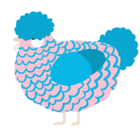 Hydrangea, a rose and cerulean chicken with a lace pattern