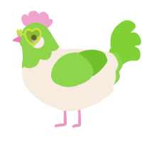 A cream and grass chicken with a head pattern