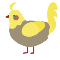 A ash and yellow chicken with a head pattern