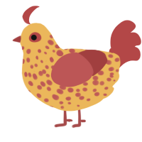 A honey and red chicken with a speckle pattern