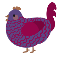 A overcast and maroon chicken with a lace pattern
