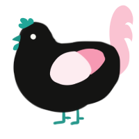 A black and rose chicken
