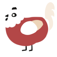 king of constipation, a red and cream chicken with a head pattern