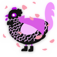 Quoth the Raven, a black and lavender chicken with a lace pattern